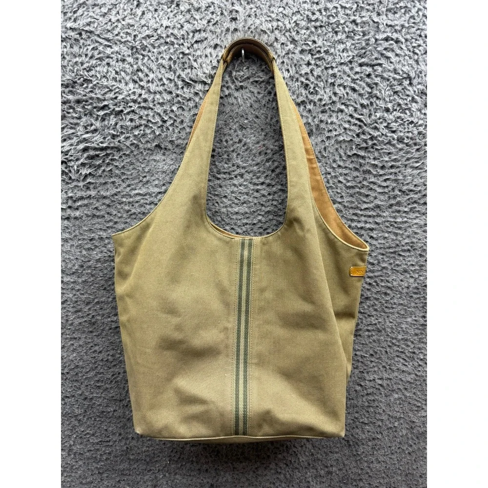 Nine West Accessories Womens Canvas Hobo Shoulder Bag Khaki w/ Wristlet